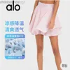 Desginer Alooo Yoga Shorts Woman Pant Top Women Alon Summer New Quick Drying Fake2ピーステニススカートインナータンクサイドポケットAnti Glareスポーツフィットネスショーツ