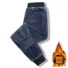 Men's Pants Thicken 2024 Winter Male Warm Trousers Fleece Inside Clothing Straight Casual Size 5XL 6XL