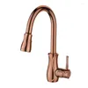 Kitchen Faucets High Quality Rose Gold Single Handle Tap Water Mixer Antique Brass Pull Down Sprayer Faucet