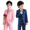 Clothing Sets Flower Boys Pink Ceremony Party Suit Kids Formal Jakcet Pants 2PS Tuxedo Wedding Dress Children Birhtday Pograph Costume