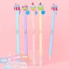 Stylos 36 PCS / lot Creative Rainbow Cake Erasable Gel stylo mignon 0,5 mm Blue Ink Styds Gift Stationery Office School Supplies Wholesale