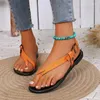 Casual Shoes for Women 2024 Thong Women's Sandals Open Toe Buckle Strap Flat Heel Soft Bottom Ladies Zapatos