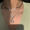Colares de pingentes colar de cobra de cobra multicamada para mulheres de cristal letra animal letra de tênis colares de gargantilha punk ouro jóias de cor prata y240420