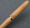 Pennor Jinhao 9036 Natural Wood Fountain Pen with Clip/No Clip Handmade M/F NIB Ink Pen med en omvandlarskolekontorspresent Penna