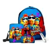 Tassen 3D Stumble Guys School Tas Crossbody Bag Pen Case 3 stks/Set Primary School Studenten Boys Girls Waterdichte rugzak Bookbag