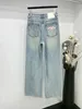 Designerin Frauen Mode Luxus Jeans Frauen Jeans Brief Grafik Jeans lässige lange, glatte Denim Mode gestickte Hose