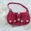 Hobos Rose Red Women Heart Goth Shoulder Bag Lolita Y2K Cool Girls Underarm Bag Vintage Harajuku Female Chain Pouch Crossbody Bags