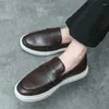 Casual Shoes Herren Comfy Leder -Slipper hochwertiger Männer formelle Business -Modemote -handgefertigte Designer Fahren Fahren