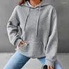 Damen Hoodies Womens Casual Long Sleeve Drawschnellstring Waffel Pullover Tops Lose Kapuze -Sweatshirt mit Tasche