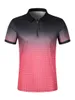 Men's Polos Summer Polo Shirt Gradient Color Spotted Short Sleeve Lapel Zipper Casual Street Wear Top Plus Size