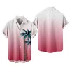 Chemises décontractées pour hommes Gradient Hawaiian Beach Coconut Tree 3d Print Streetwear Men Femmes Fashion Couche de chemise à manches courtes Homme Vêtements