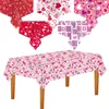 Bordduk 1PC 137x274cm Love Heart Theme TABLECLOTH DISPOBLE för bröllopsdag Party Valentine's Day Decorations