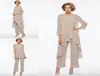 New Plus Size Mother Of The Bride Pant Suit 3 Piece Chiffon for Beach Wedding Dress Mother039s Dress Long Sleeves Cheap Mothers3730985
