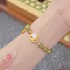 Chain Fashion Exquisite Rabbit Flower Beaded Bracelet Lucky Sweet Trend Light Luxury Double Layer Bangle For Women Jewelry Accessories Y240420