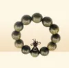 Gold Silk Nanmu Shen Xiang Yin Wood Wu Mu Buddha Beads Men039s 20mm Old Material Bracelet Bangle7559326