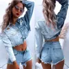 Spring And 2024 Autumn Women's Denim Shirt Gradually Changing Color Short Coat