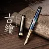Pens Hongdian Metal Çeşme Kalemi Handdrow Yeşil Çiçekler Iridium Ef/F/Bent Nib Mürekkep Kalemi Mükemmel Yazma Hediye Kalemi İş İçin