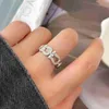 New Silver Set Diamond Horseshoe Clasp Open Ring High Quality High Sense Women's Index Finger Ring