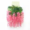 Dekoracyjne kwiaty symulowane sufit wisteria fałszywy kwiat rattan indoor ślub dekoracja plastikowa fioletowe rośliny