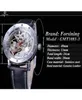 FORSINININGEN WATCH BRACKHETSETCOMBIDE SET Silver skelet Rode hand Zwart Echt lederen automatische horloges Men Transparant Clock9636873