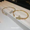 Bangle Luxury Butterfly Simple Open Bracelet для женщин белый циркон заклинание золото золото