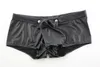 Underbyxor män boxare shorts gay stor penis väska underkläder sexig låg midja patent läderknappar erotiska cueca u konvex