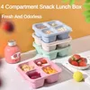 Dinnerware 4 Compartment Snack Box Reusable Side Dish With Lid Fruit Refrigerator Fresh Storage Containers Kitchen Tool Children Lunch
