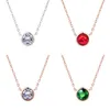 Small Simply Round 1 Cubic Zirconia Rose Gold Color Pendant Necklace Hot Jewelery for Women and Girls N388 N453 N454