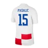 Kroatië voetbaltrui 2024 Euro Cup Nieuw Kroatie National Team 24 25 voetbalshirt Men Kids Kit Set Home White Away Blue Men Uniform Modric Kovacic Pasalic Perisic