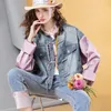 Giacche da donna Spring di alta qualità Patchwork Denim Coat in stile cinese Fibbia per le donne sciolte per le donne