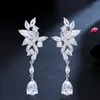 Dangle Ohrringe Beaqueen Elegantes Wasser Drop Engagement Hochzeit für Frauen glänzende weiße Kristall Cz Stones Bankett Dinner Schmuckgeschenk E453