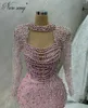 Abiti per feste eleganti perle rosa Prom musulmana Dubai paillettes Long sirena serata per donne abiti da sposa su misura