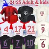 24 25 Oyuncu Versiyon Bayern De Ligt Futbol Jersey Man Mane Joao Cangelo Kane Musiala Kiti Sane Coman Gnabry Davies Muller Münih 2024 Uzak Çocuk Kiti Futbol Gömlek 16-4xl