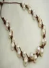 NIEUWE ARIVER PEARL LEDER JUWELLY Handwork Witte kleur Freshwater Pearl Black lederen ketting911mm 100 Real Pearls1287202