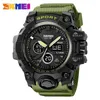 Wristwatches SKMEI Original Genuine Electric Submeter Plastic Strap Double Time Display Timer Alarm Clock El Luminous Hour Army 2197