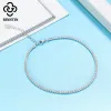 Anklets Rinntin 925 Sterling Silver Cushion Cut Extention Tennis Chain Anklet Aaaa Zircon voor meisjes in Daliy Shopping Wedding TSA03