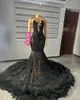 2024 SUKIENKI PROMOWE DLA BLACKI SHEER SCE SCEAD Koronkowe sukienki wieczorowe Eleganckie frędzlowe koraliki urodzinowe sukienka Druga suknie przyjęcia Suknia zaręczynowa NL676
