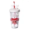 Tumblers Double Wall Straw Cup With Lid Large Capacity Travel Mug Reusable /Elk Shaped Drinking Bottle Christmas Gift Drop