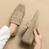 Casual Shoes Suede Driving Genuine Leather Men Soft Loafers Moccasins Slip On Leisure Walking