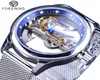 Forsining Blue Ocean Mysterious Apple Mesh Band Double Side Transparent Creative Skeleton Watch Top Brand Luxury Automatic Clock6544965