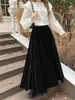 Skirts Alien Kitty 2024 Autumn Velvet Chic Maxi Women Solid Loose Elegant Vintage Casual Daily Office Lady Work Wear