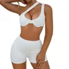 Bras Sets Ladies Fashion One Shoulder Bra Casual Sexy Low Cut Sports Yoga Lingerie Ribbed Underwear Classic Two For Women