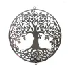 Figurines décoratines Laser Openwork Kabbaleha Energy Tree of Life Love Heart Foliage Metal Pendant Fortune Yoga Chakras Méditation suspendue