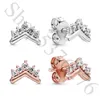 Stud Earrings Authentic 925 Sterling Silver Tiara Wishbone Fashion For Women Gift DIY Jewelry