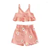 Set di abbigliamento per bambini abiti estivi per bambini in cotone senza maniche cotone cortometrali set da ragazze neonati outfit carino