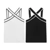 Tanks pour femmes Camis Traf 2023 Broche d'épaule pour femmes Top en tricot en tricot noir et blanc tricot d'été