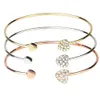 Gorąca wyprzedaż Nowa moda Regulowana złoto kryształowe podwójne serce Bak Bilezik Open Cuff Bransoletka dla kobiet biżuteria pulseras