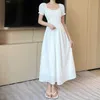 Urban Sexy Dresses Women White Elegant Dress Puff Sleeve Solid Party Dresses Square Collar A-Line Loose Casual Dress for Women 2024 Autuum LH23257S Y240420