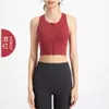 Lu Yoga Underwear Designer Women Top Quality Luxury Fashion Strands Sports Bra Chest Pads裸のフロントジッパーショックプルーフランニングフィットネスタンク