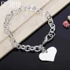 Kedja Simple Heart Card Silver Color Armband för Women Chain Wedding Party Lady Valentines Day Gifts smycken Y240420